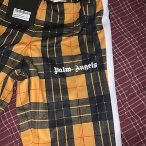 palm angels yellow tartan track pants